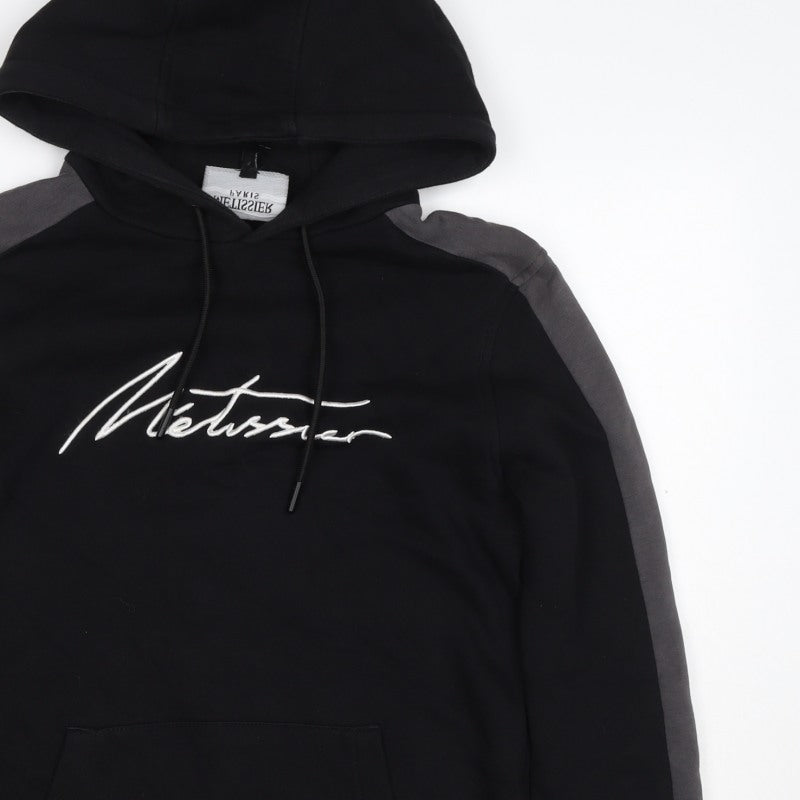 Additional view of Metissier Paris Men’s Black Grey XS Pullover Hoodie Logo Pocket