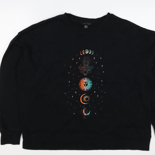 New Look Women’s Black UK 12 Celestial Snake Graphic Sweatshirt