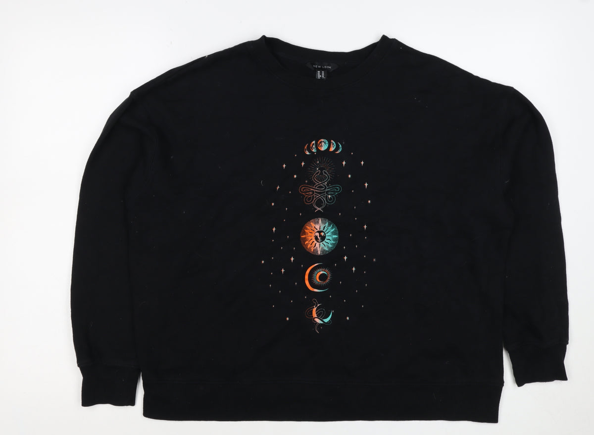 New Look Women’s Black UK 12 Celestial Snake Graphic Sweatshirt