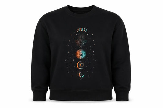 Front view of New Look Women’s Black UK 12 Celestial Snake Graphic Sweatshirt