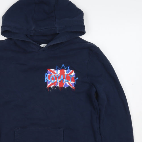 M&S Boys Navy 12-13 Years Pullover Hoodie Royalty Graphic Cotton