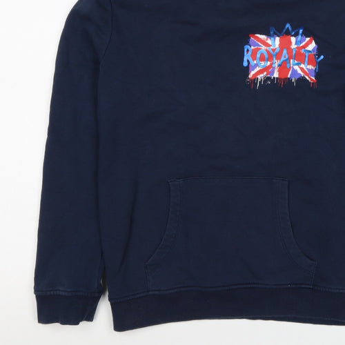 M&S Boys Navy 12-13 Years Pullover Hoodie Royalty Graphic Cotton