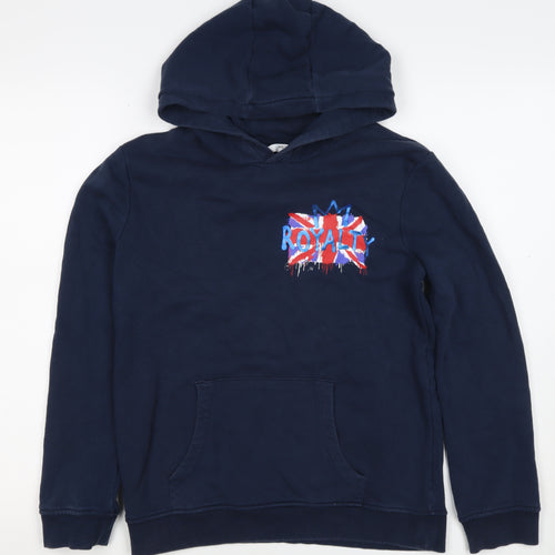 M&S Boys Navy 12-13 Years Pullover Hoodie Royalty Graphic Cotton
