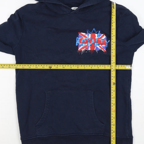 M&S Boys Navy 12-13 Years Pullover Hoodie Royalty Graphic Cotton