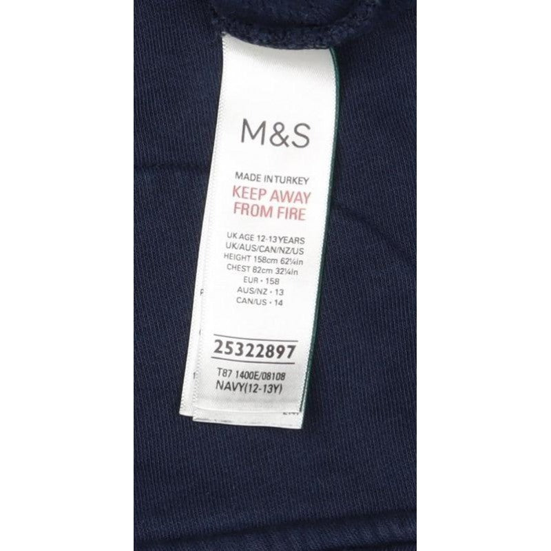 M&S Boys Navy 12-13 Years Pullover Hoodie Royalty Graphic Cotton