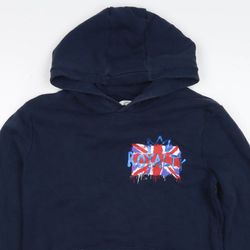 M&S Boys Navy 12-13 Years Pullover Hoodie Royalty Graphic Cotton