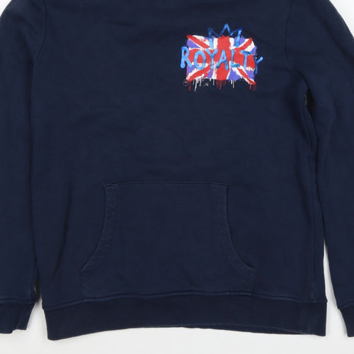 M&S Boys Navy 12-13 Years Pullover Hoodie Royalty Graphic Cotton