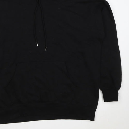 New Look Men’s Black L Pullover Hoodie Drawstring Pockets Cotton Blend