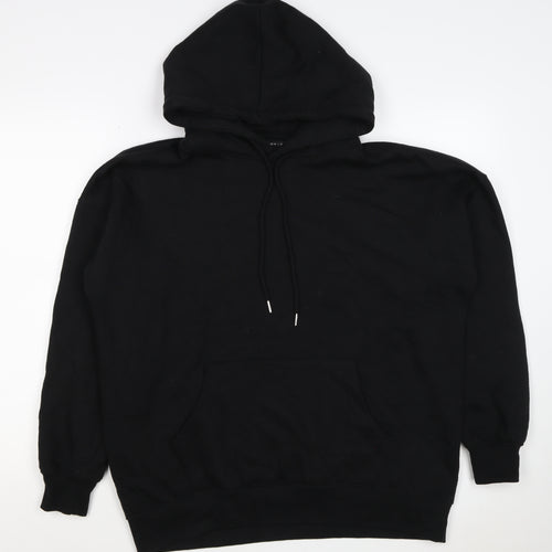 New Look Men’s Black L Pullover Hoodie Drawstring Pockets Cotton Blend