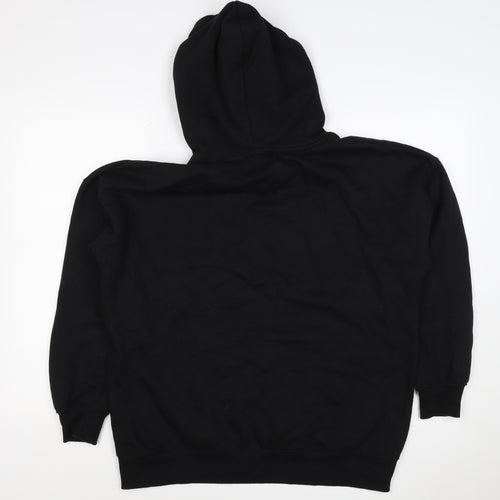 New Look Men’s Black L Pullover Hoodie Drawstring Pockets Cotton Blend