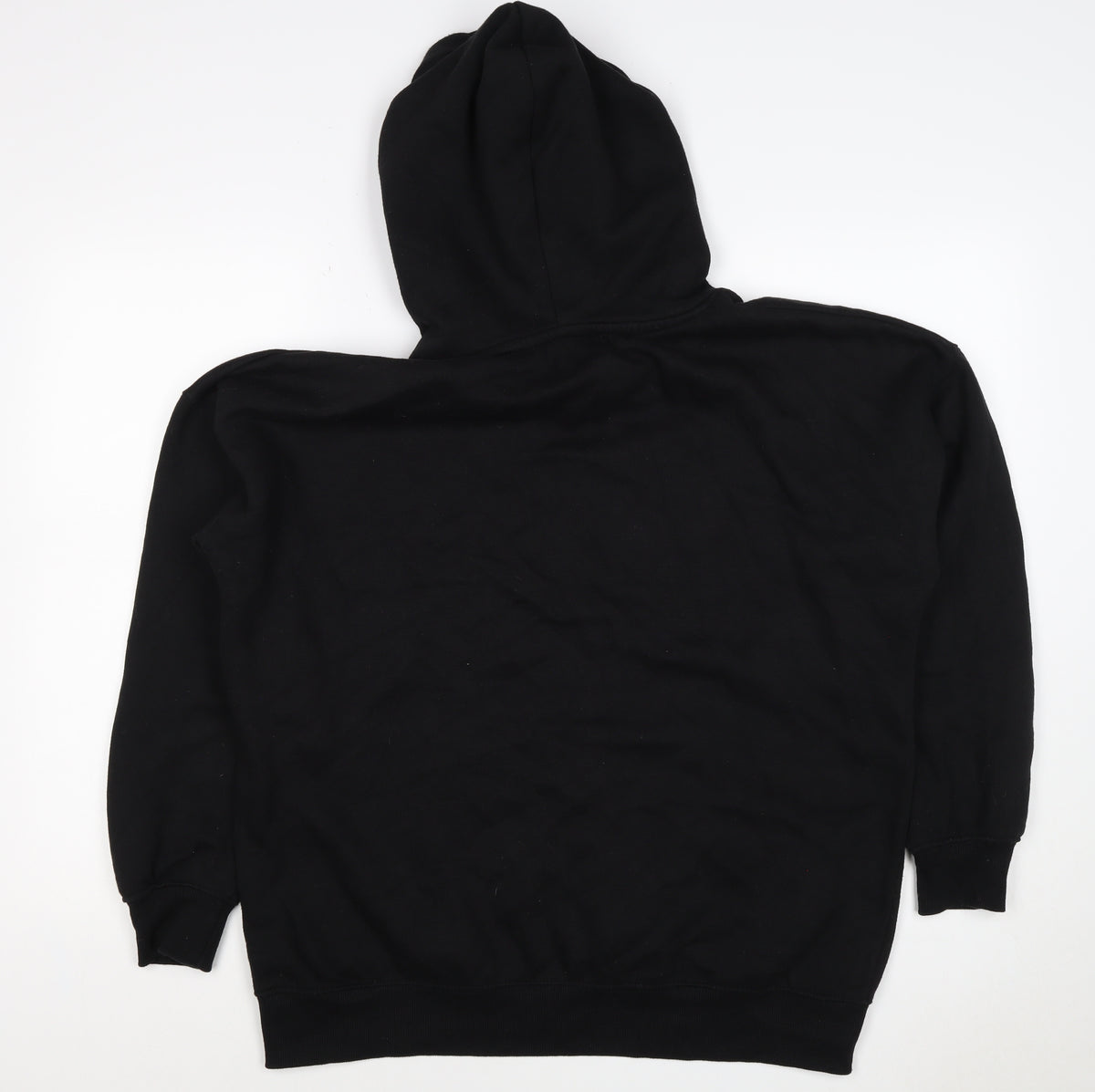 New Look Men’s Black L Pullover Hoodie Drawstring Pockets Cotton Blend