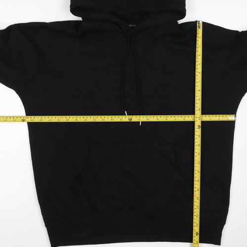 New Look Men’s Black L Pullover Hoodie Drawstring Pockets Cotton Blend