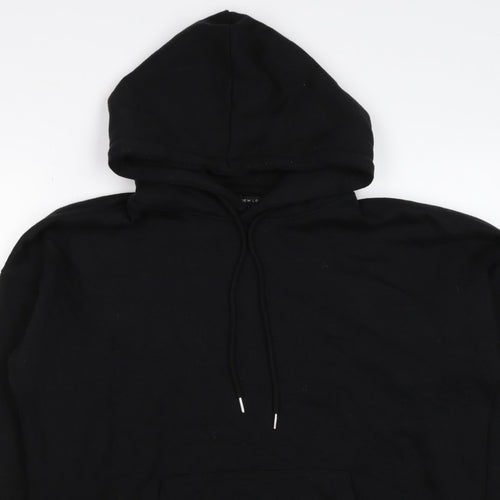 New Look Men’s Black L Pullover Hoodie Drawstring Pockets Cotton Blend