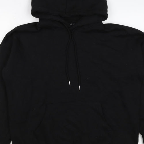 New Look Men’s Black L Pullover Hoodie Drawstring Pockets Cotton Blend