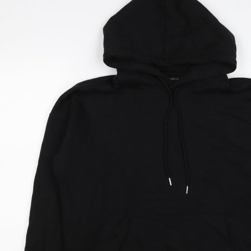 New Look Men’s Black L Pullover Hoodie Drawstring Pockets Cotton Blend