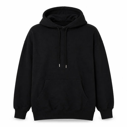 New Look Men’s Black L Pullover Hoodie Drawstring Pockets Cotton Blend