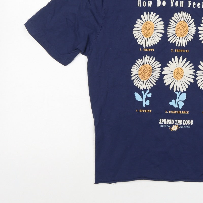 Additional view of Springfield Women Blue L Basic Daisy Graphic T-Shirt Short Sleeve