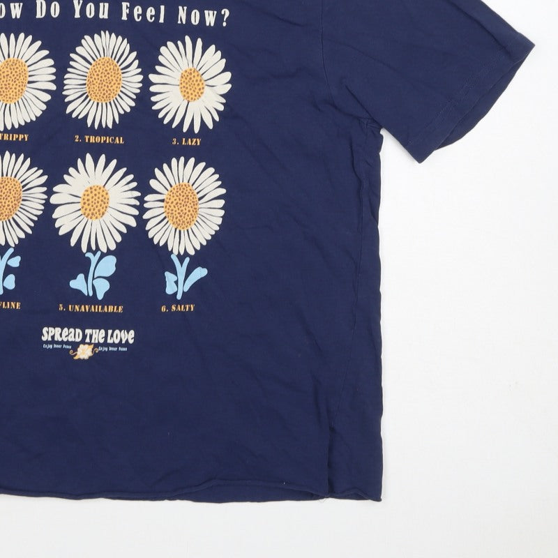 Additional view of Springfield Women Blue L Basic Daisy Graphic T-Shirt Short Sleeve