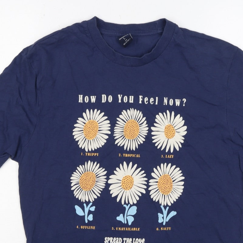 Additional view of Springfield Women Blue L Basic Daisy Graphic T-Shirt Short Sleeve