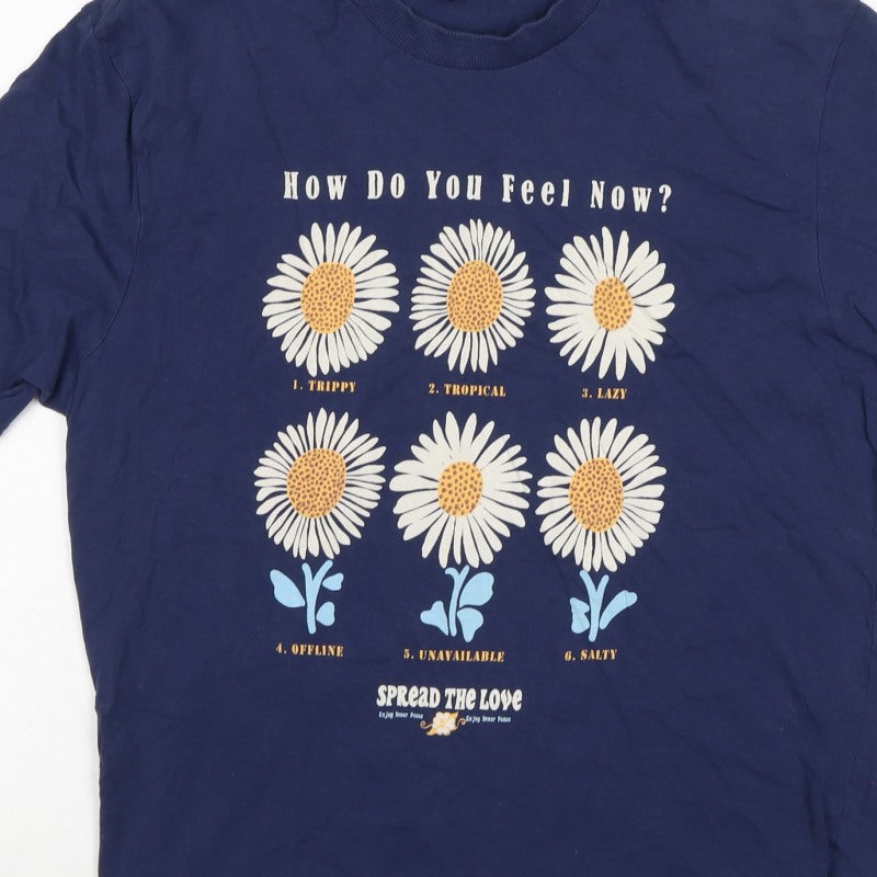 Additional view of Springfield Women Blue L Basic Daisy Graphic T-Shirt Short Sleeve