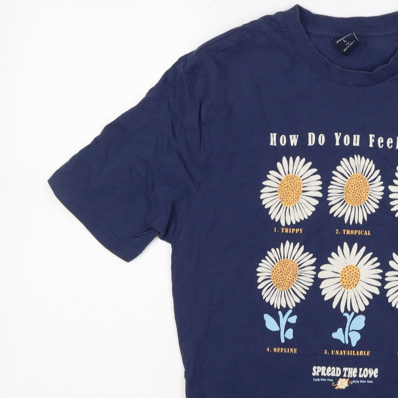 Additional view of Springfield Women Blue L Basic Daisy Graphic T-Shirt Short Sleeve