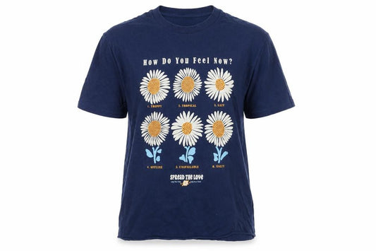 Springfield Women Blue L Basic Daisy Graphic T-Shirt Short Sleeve