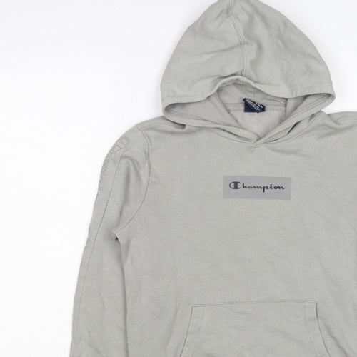 Champion Boys Grey Logo Pullover Hoodie 13-14 Years Fleece
