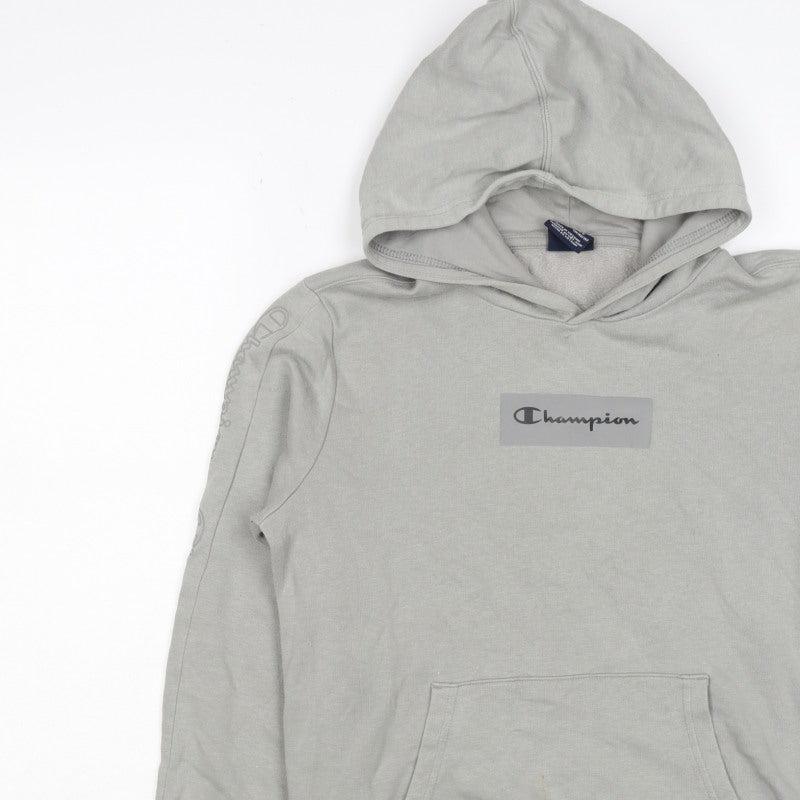 Champion Boys Grey Logo Pullover Hoodie 13-14 Years Fleece