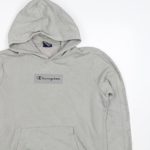 Champion Boys Grey Logo Pullover Hoodie 13-14 Years Fleece