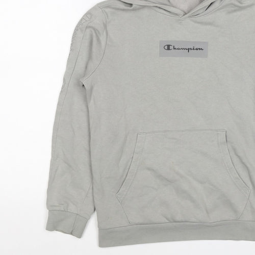 Champion Boys Grey Logo Pullover Hoodie 13-14 Years Fleece