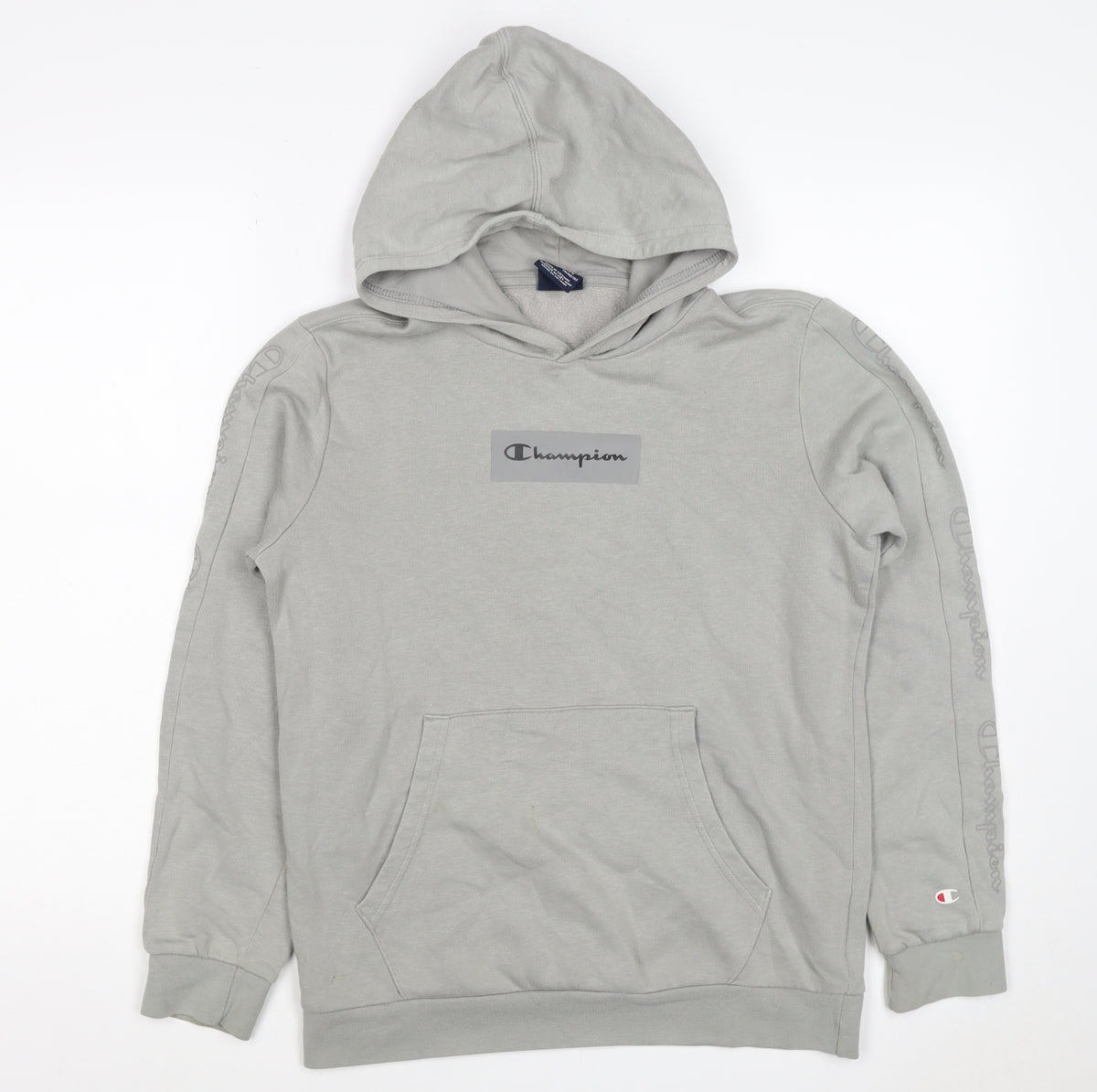 Champion Boys Grey Logo Pullover Hoodie 13-14 Years Fleece