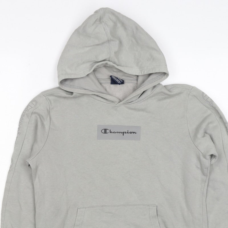 Champion Boys Grey Logo Pullover Hoodie 13-14 Years Fleece