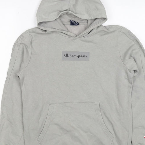 Champion Boys Grey Logo Pullover Hoodie 13-14 Years Fleece
