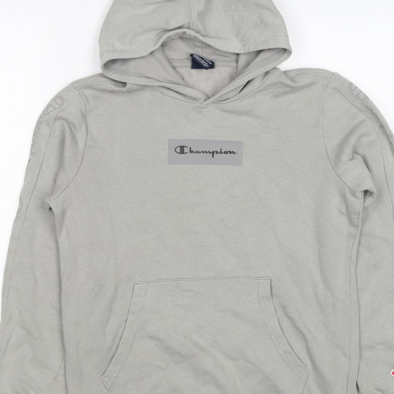 Champion Boys Grey Logo Pullover Hoodie 13-14 Years Fleece