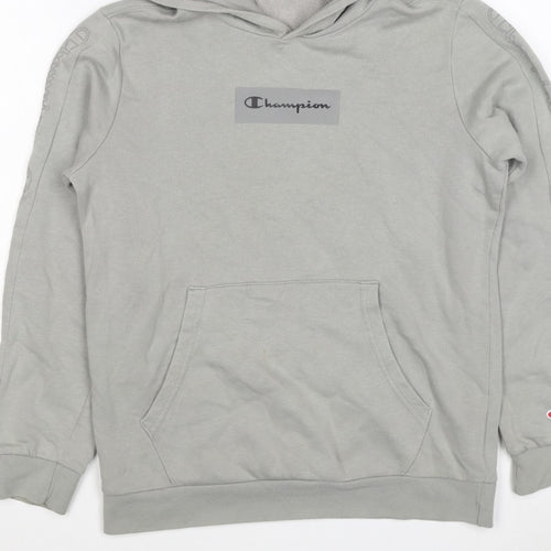Champion Boys Grey Logo Pullover Hoodie 13-14 Years Fleece