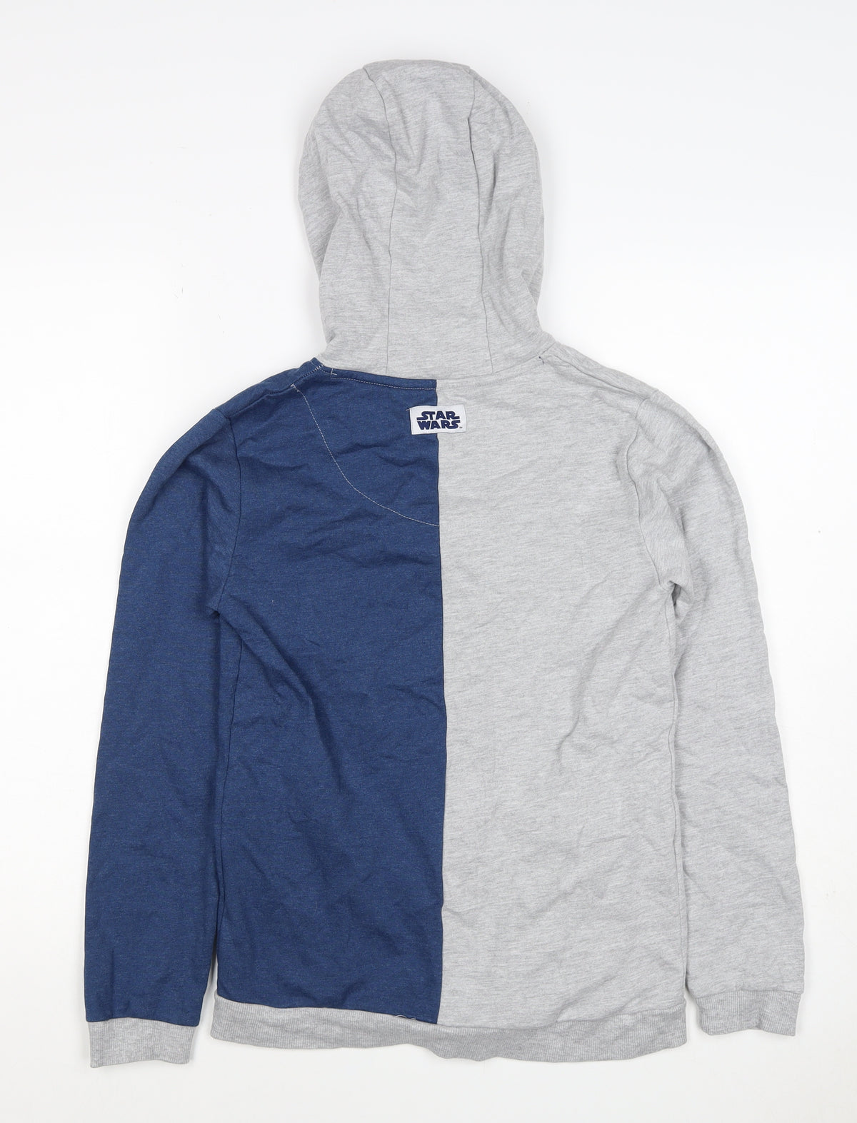 Close-up detail of Character.com boys’ star wars grey blue 12-13 years full zip hoodie