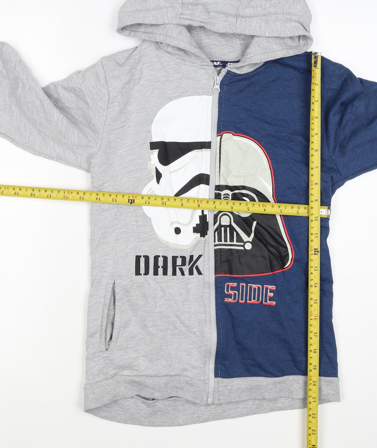 Brand and care label for Character.com boys’ star wars grey blue 12-13 years full zip hoodie