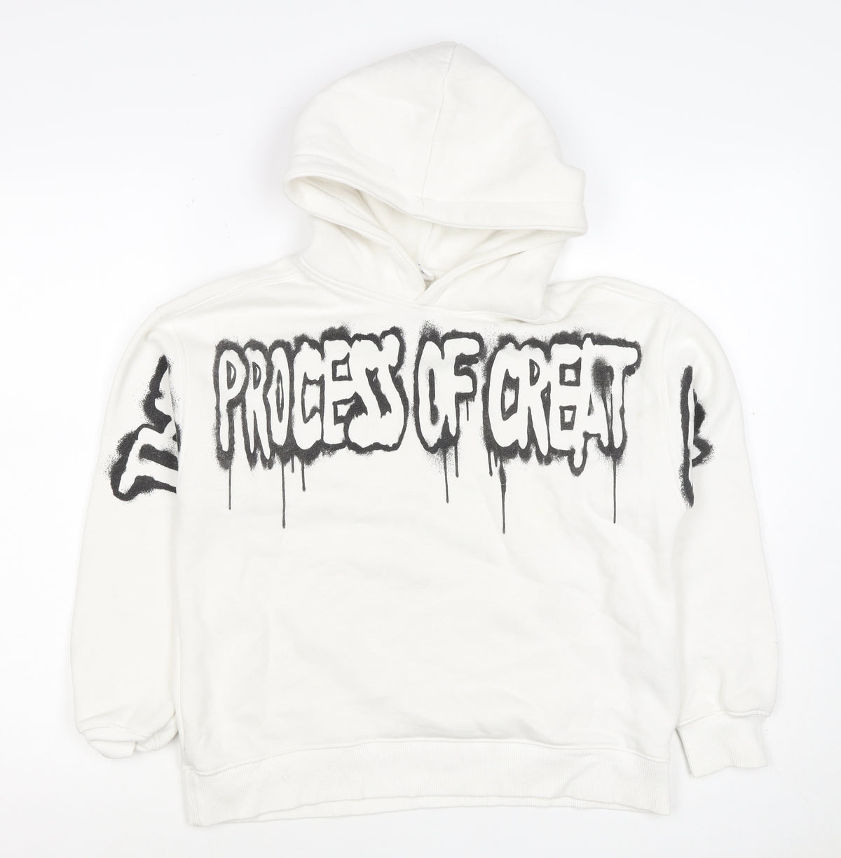 Back view of ART boys’ white 11-12 years pullover hoodie graphic print skateboard