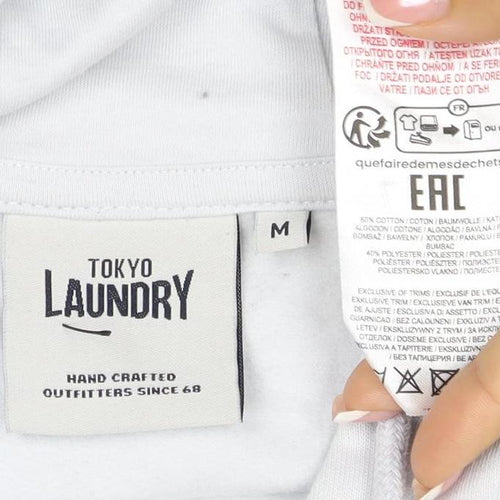 Tokyo Laundry Men’s White M Pullover Logo Hoodie