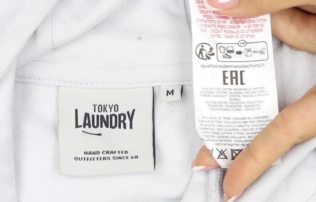 Tokyo Laundry Men’s White M Pullover Logo Hoodie