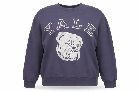Front view of Yale Women’s Navy Blue L College Bulldog Graphic Pullover Sweatshirt