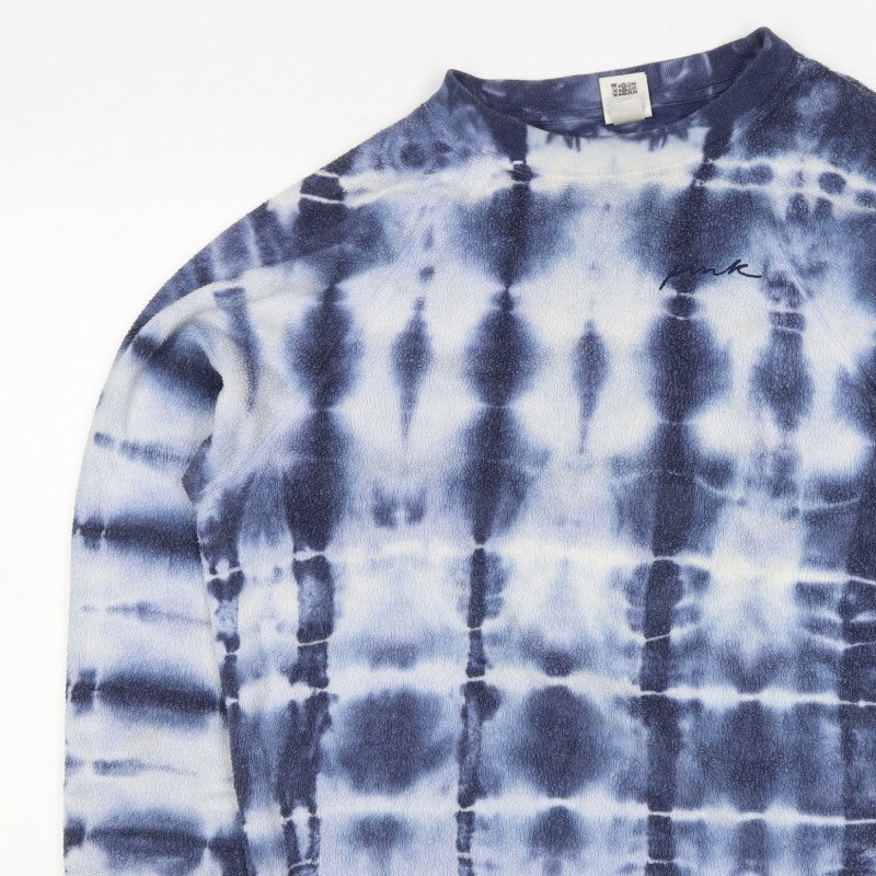 PINK Victoria's Secret Women Blue Tie Dye XS Fleece Crew Sweatshirt