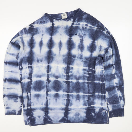 PINK Victoria's Secret Women Blue Tie Dye XS Fleece Crew Sweatshirt