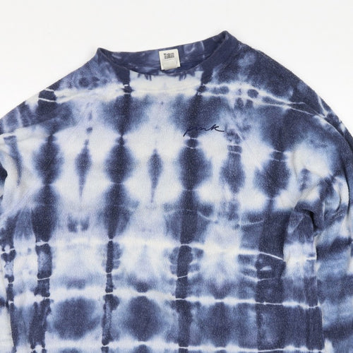 PINK Victoria's Secret Women Blue Tie Dye XS Fleece Crew Sweatshirt