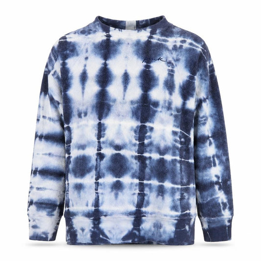 Front view of PINK Victoria's Secret Women Blue Tie Dye XS Fleece Crew Sweatshirt