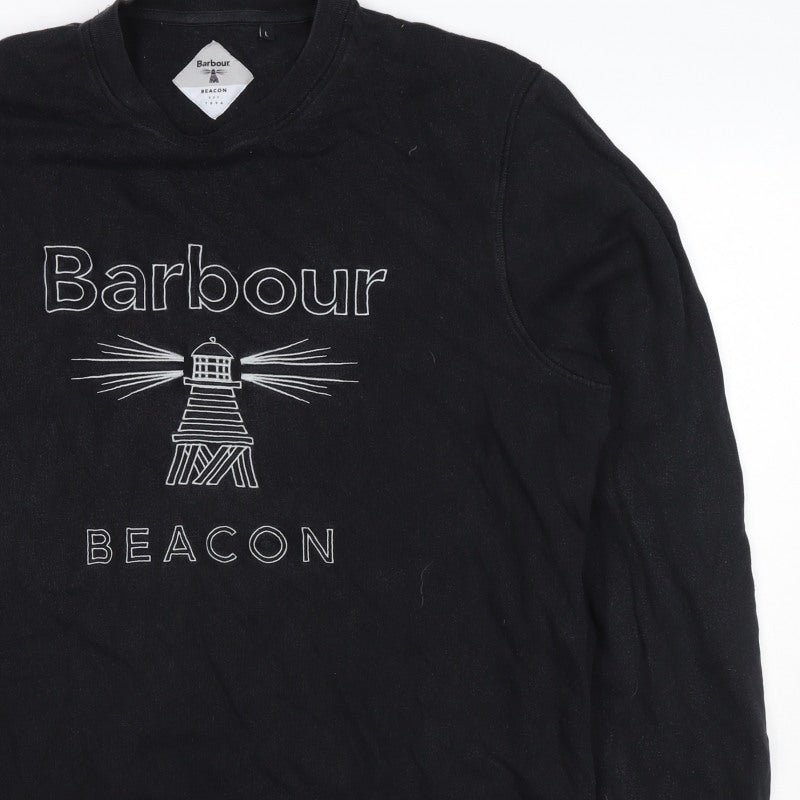 Barbour Men’s Black L Beacon Lighthouse Graphic Pullover Sweatshirt
