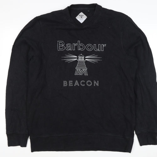Barbour Men’s Black L Beacon Lighthouse Graphic Pullover Sweatshirt