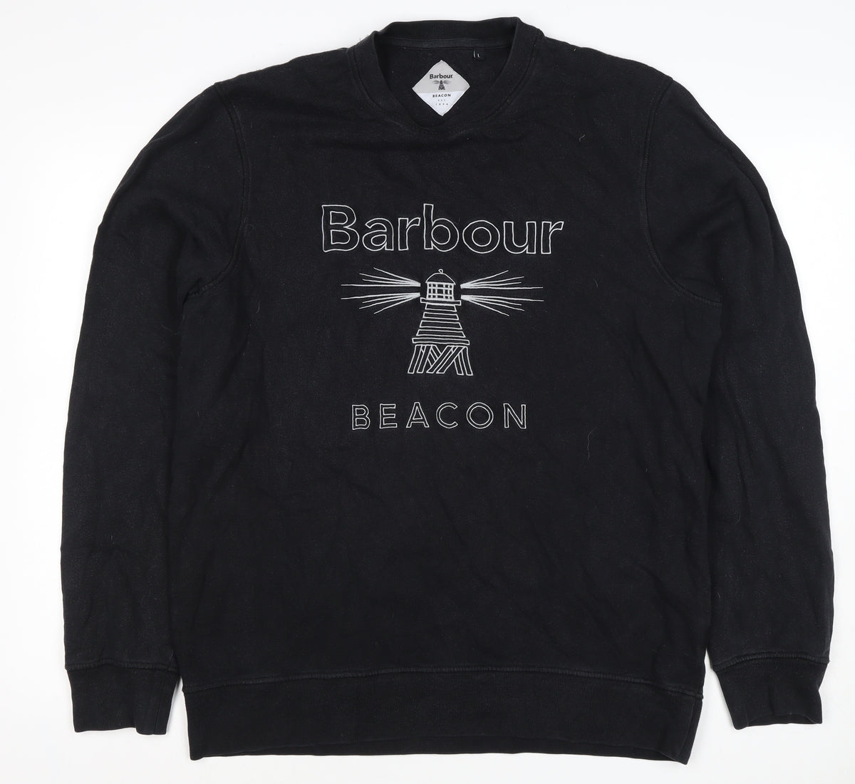 Barbour Men’s Black L Beacon Lighthouse Graphic Pullover Sweatshirt