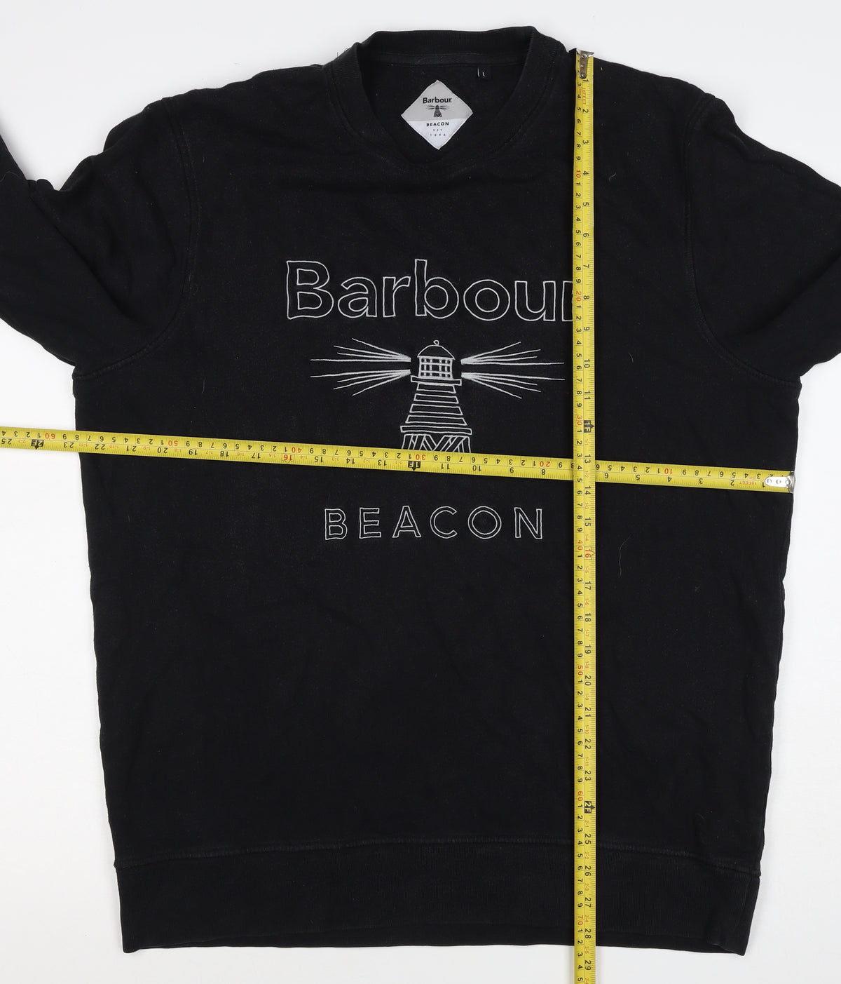 Barbour Men’s Black L Beacon Lighthouse Graphic Pullover Sweatshirt