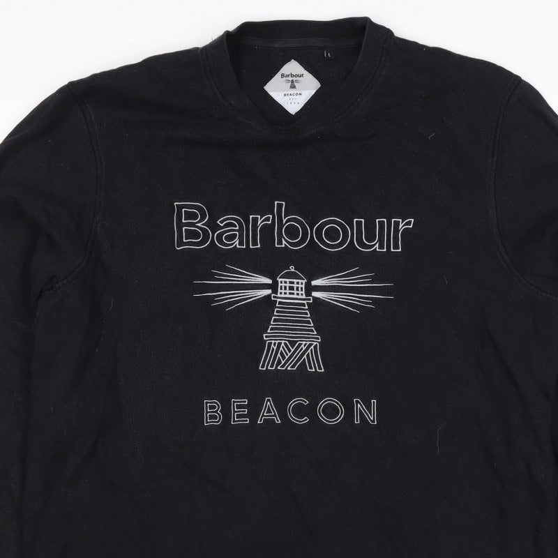 Barbour Men’s Black L Beacon Lighthouse Graphic Pullover Sweatshirt